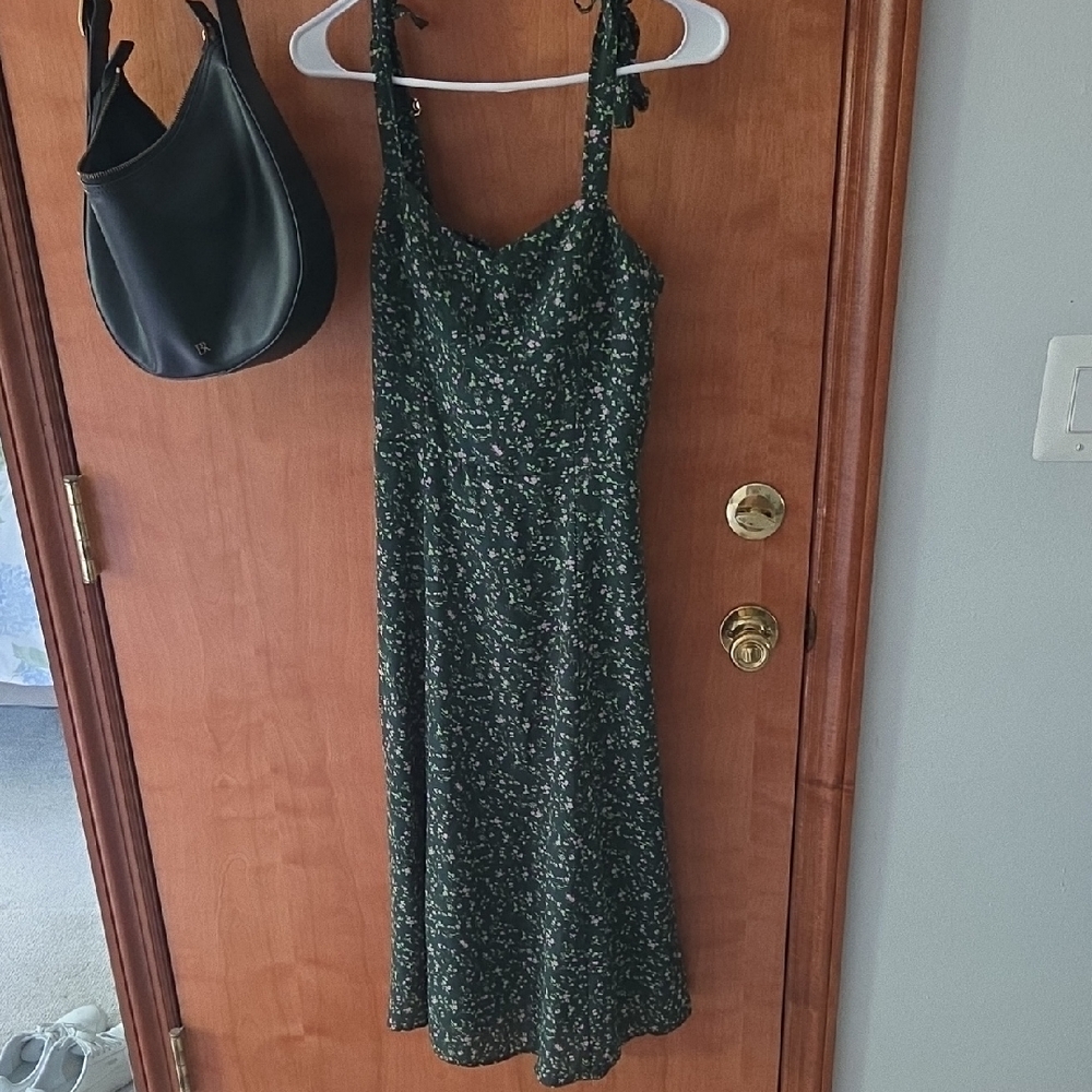 RIHOAS Green Bow Tie Strap Midi Dress